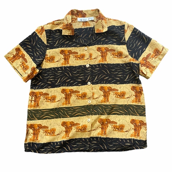 80s Large Animal print Nu look button up shirt - Picture 1 of 8